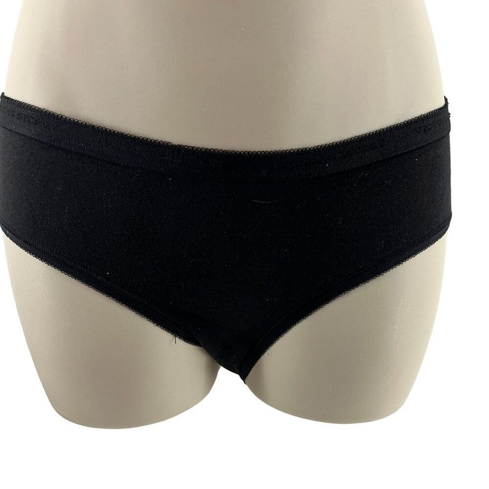 Victoria's Secret Black Cotton Signature Waistband Hiphugger Medium Panty